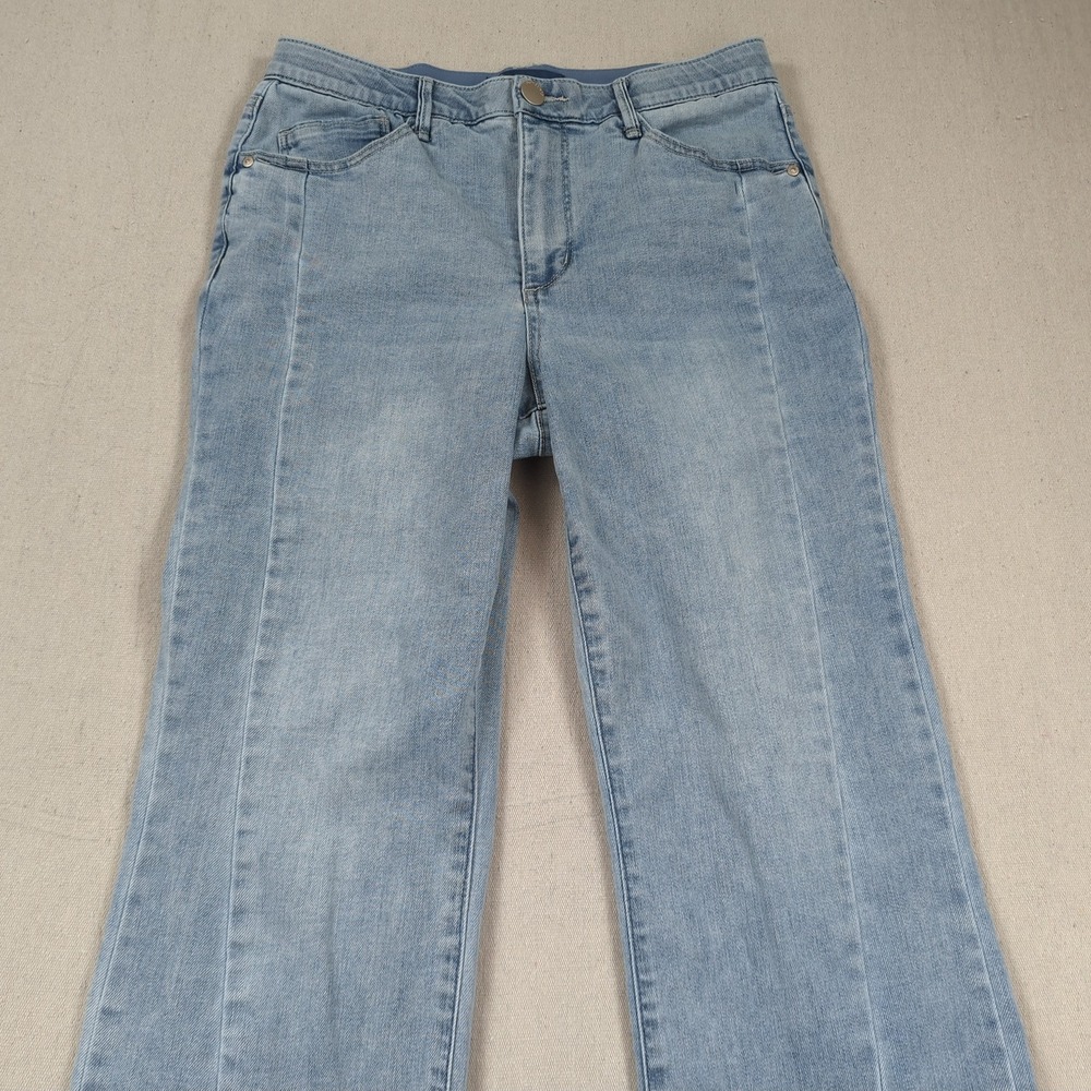 Democracy Jeans Womens 10 Blue Ab Solution Skyrise Step Hem Wide Leg Light Wash - Picture 2 of 15